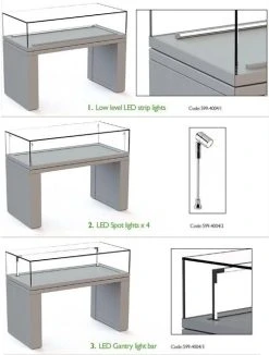Display Case - Glass Top -Save device Display Case Lighting Options 512x675